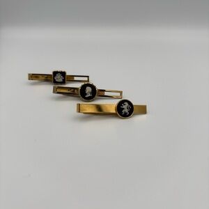 Vintage Wedgwood Gold and Black Men's tie clip‎ lion ship man gift for him